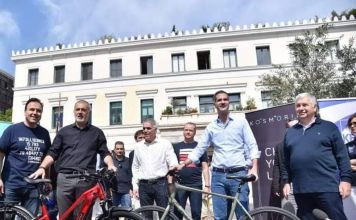 Ο Αντιπρόεδρος του Εποπτικού Συμβουλίου και Πρόεδρος της Επιτροπής Πολιτικής Προστασίας Κ.Ε.Δ.Ε., Βλάσσης Σιώμος στην εκδήλωση για την Παγκόσμια Ημέρα Ποδηλάτου 2020