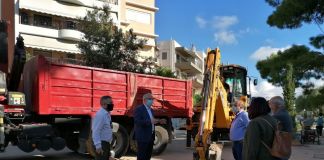 Αυτοψία του Δημάρχου Αμαρουσίου Θεόδωρου Αμπατζόγλου στα αντιπλημμυρικά έργα της περιοχής του Αγίου Θωμά