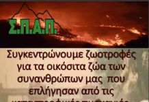 Ο ΣΠΑΠ συγκεντρώνει ζωοτροφές για τα οικόσιτα ζώα των κατοίκων των πυρόπληκτων περιοχών της Εύβοιας και της Αττικής.