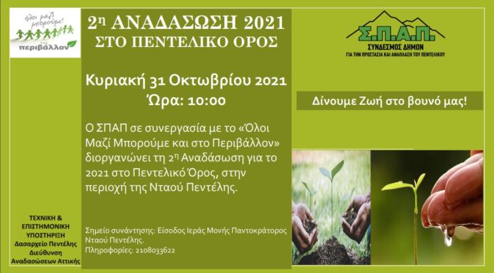 Δράση αναδάσωσης από τον ΣΠΑΠ στην Νταού Πεντέλης την Κυριακή 31/10