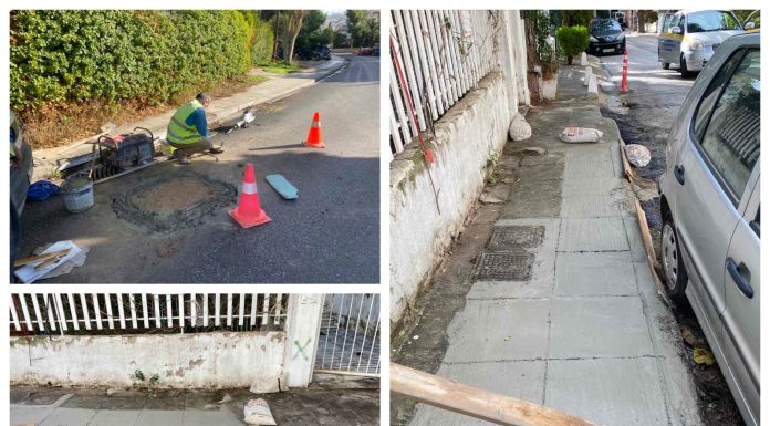 Επισκευές πεζοδρομίου και ανύψωση φρεατίων