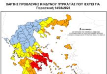 Ακραίος κίνδυνος πυρκαγιάς – Κατάσταση Συναγερμού για Παρασκευή 14/8 – Κλειστά δάση, άλση, πάρκα και η Αγ. Παντελεήμονος!