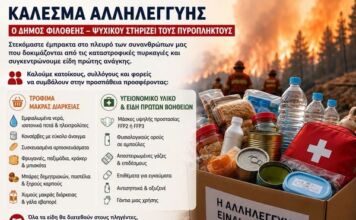 Κάλεσμα Αλληλεγγύης: Ο Δήμος Φιλοθέης – Ψυχικού στηρίζει τους πυρόπληκτους