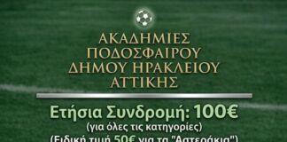 Εγγραφές στις Ακαδημίες Ποδοσφαίρου του Δήμου Ηρακλείου Αττικής 2026 – 2027